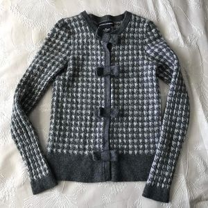 Sutton Cashmere Girls Houndstooth Echelle Bows Sweater Girls Size Extra Small